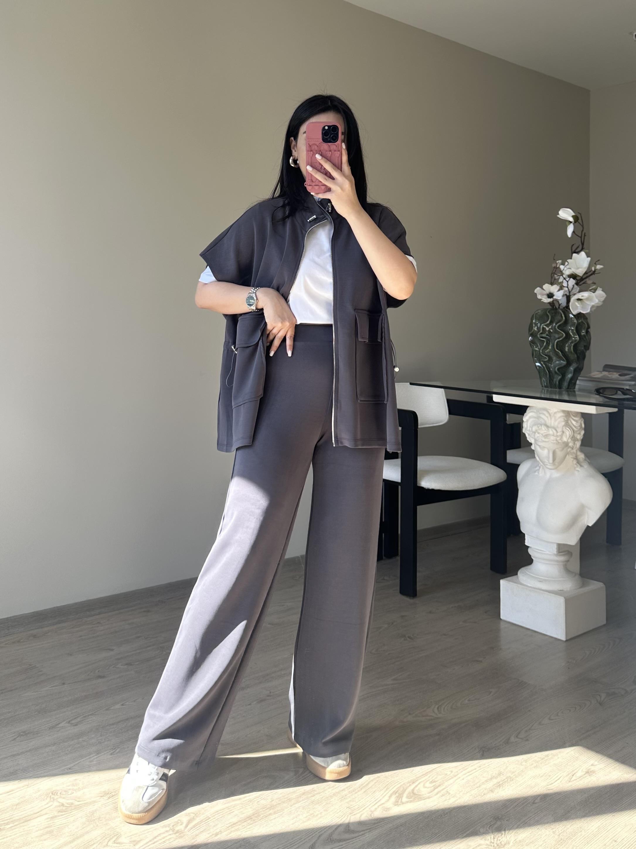 Beli Lastikli Antrasit Oysh Yelekli Takım