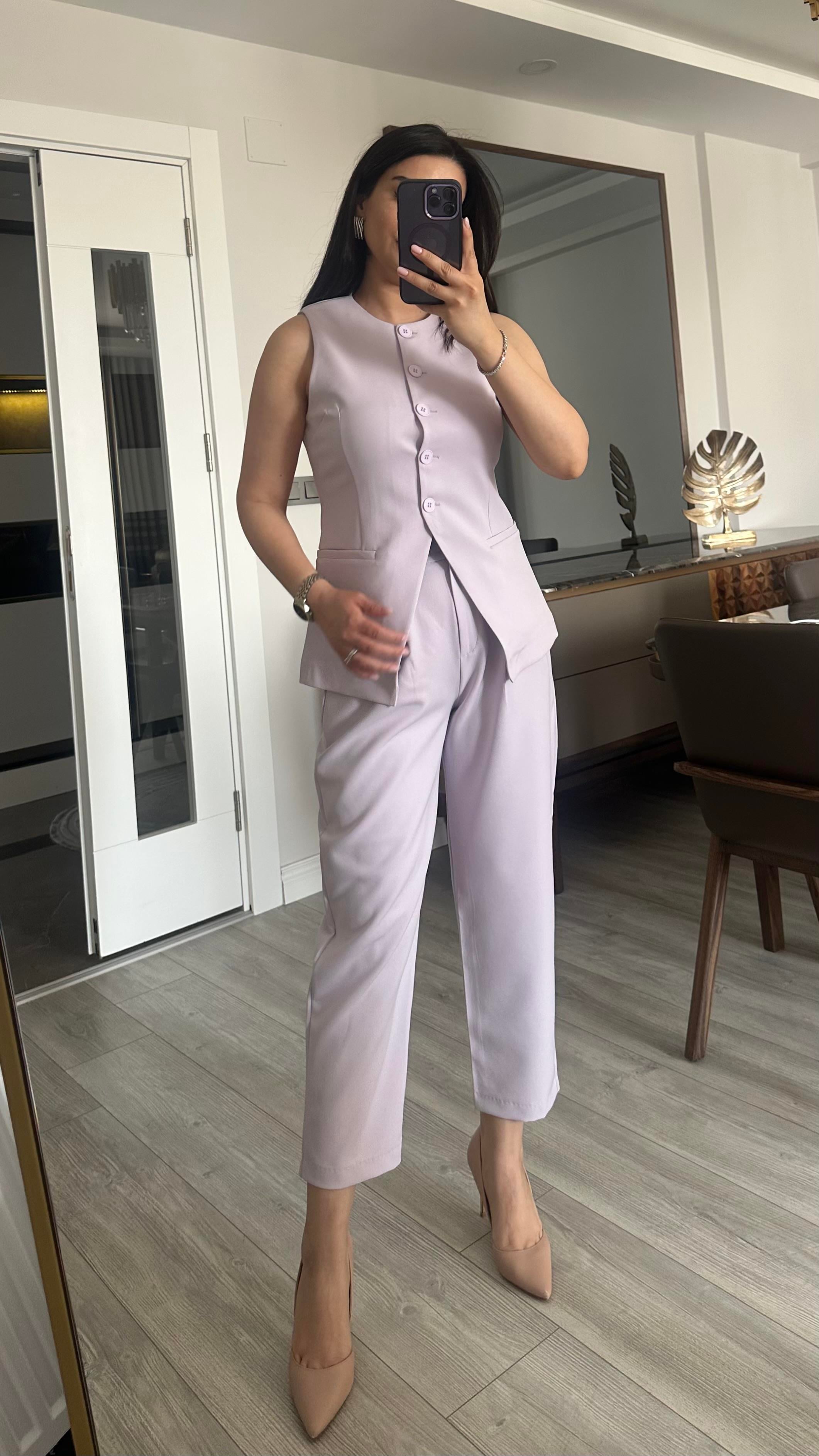 Beli Lastikli Lila Pantolon 