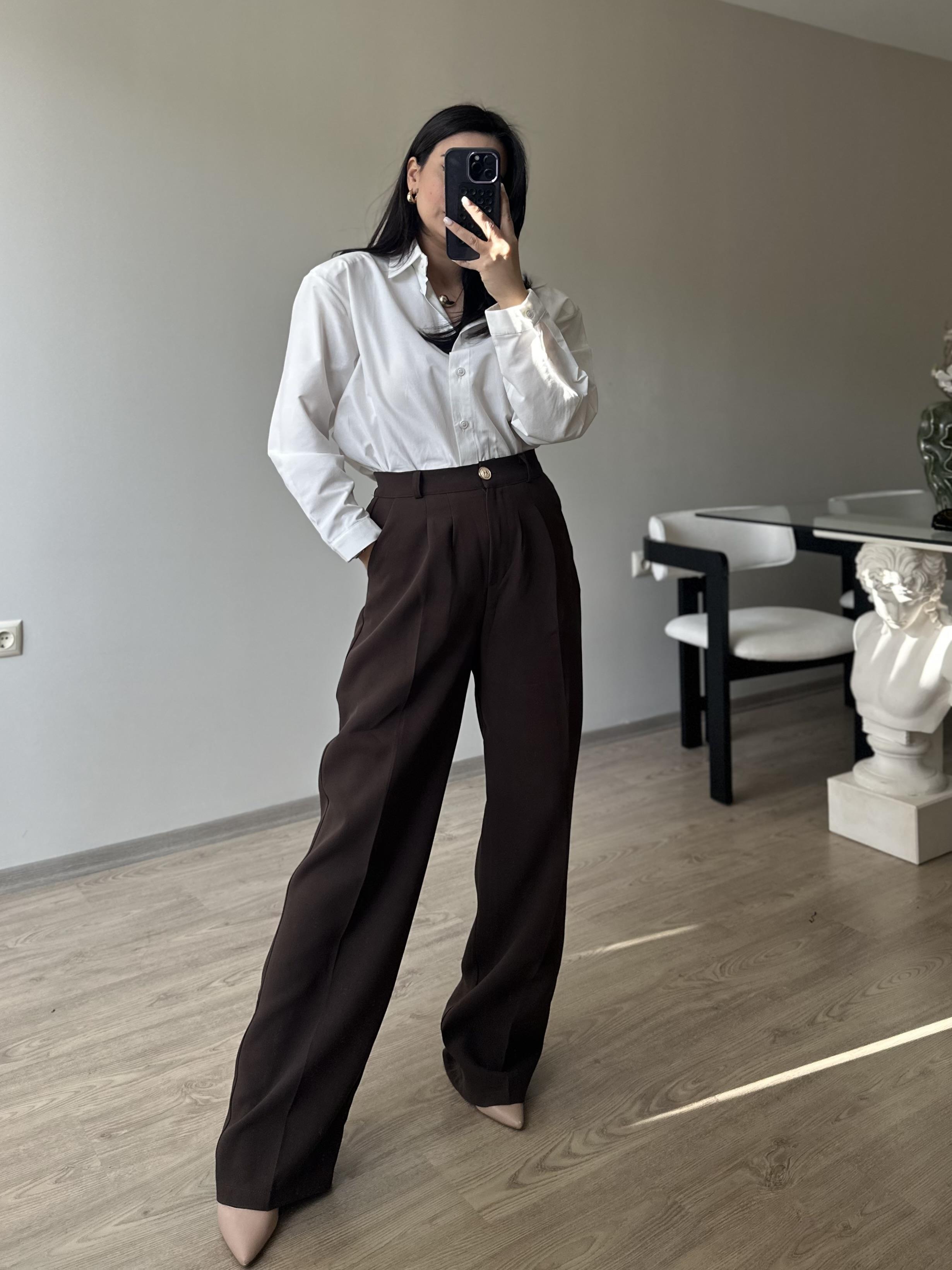 Gold Düğmeli Acı Kahve Palazzo 