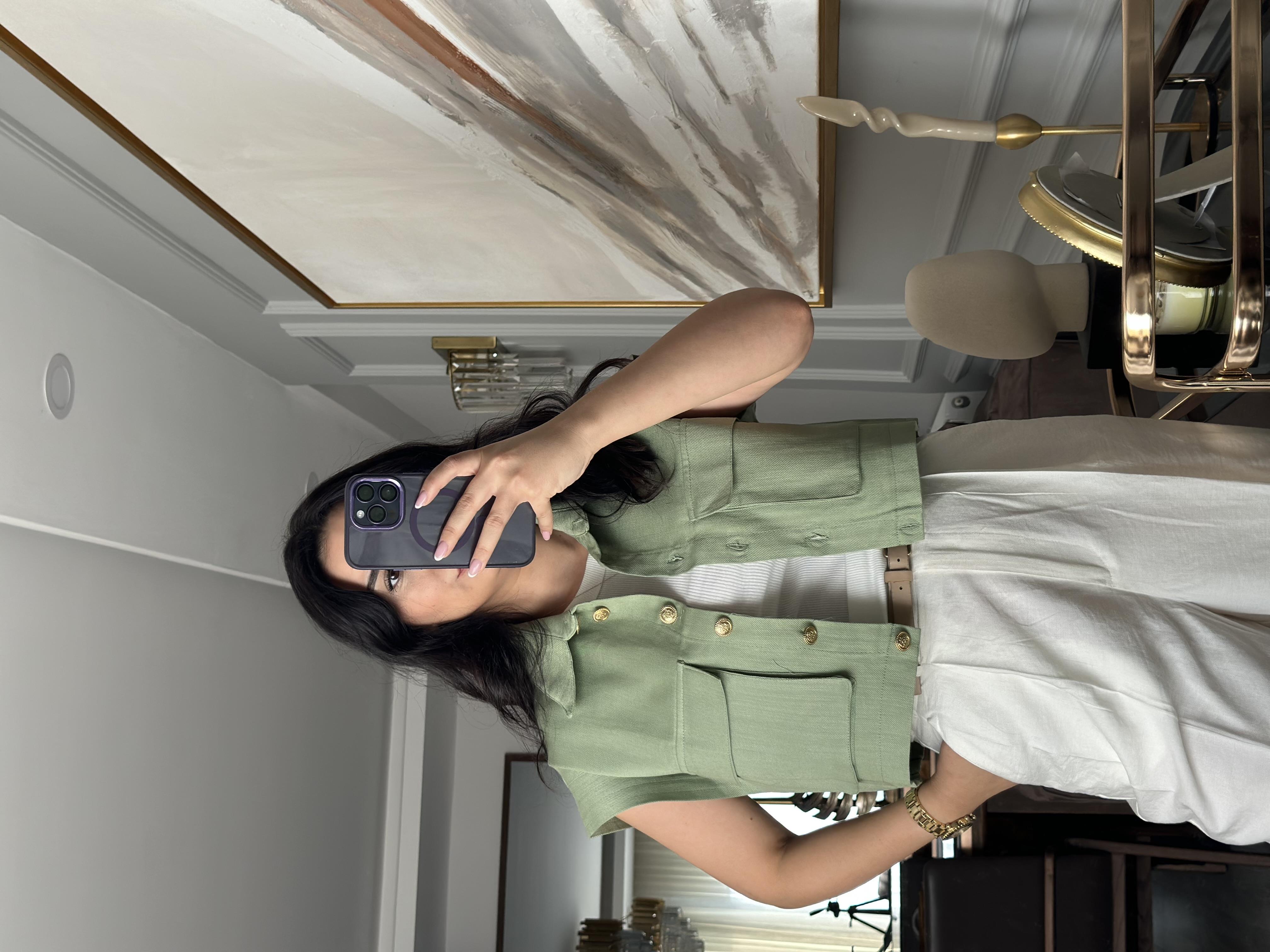 İki Cepli Crop Gömlek