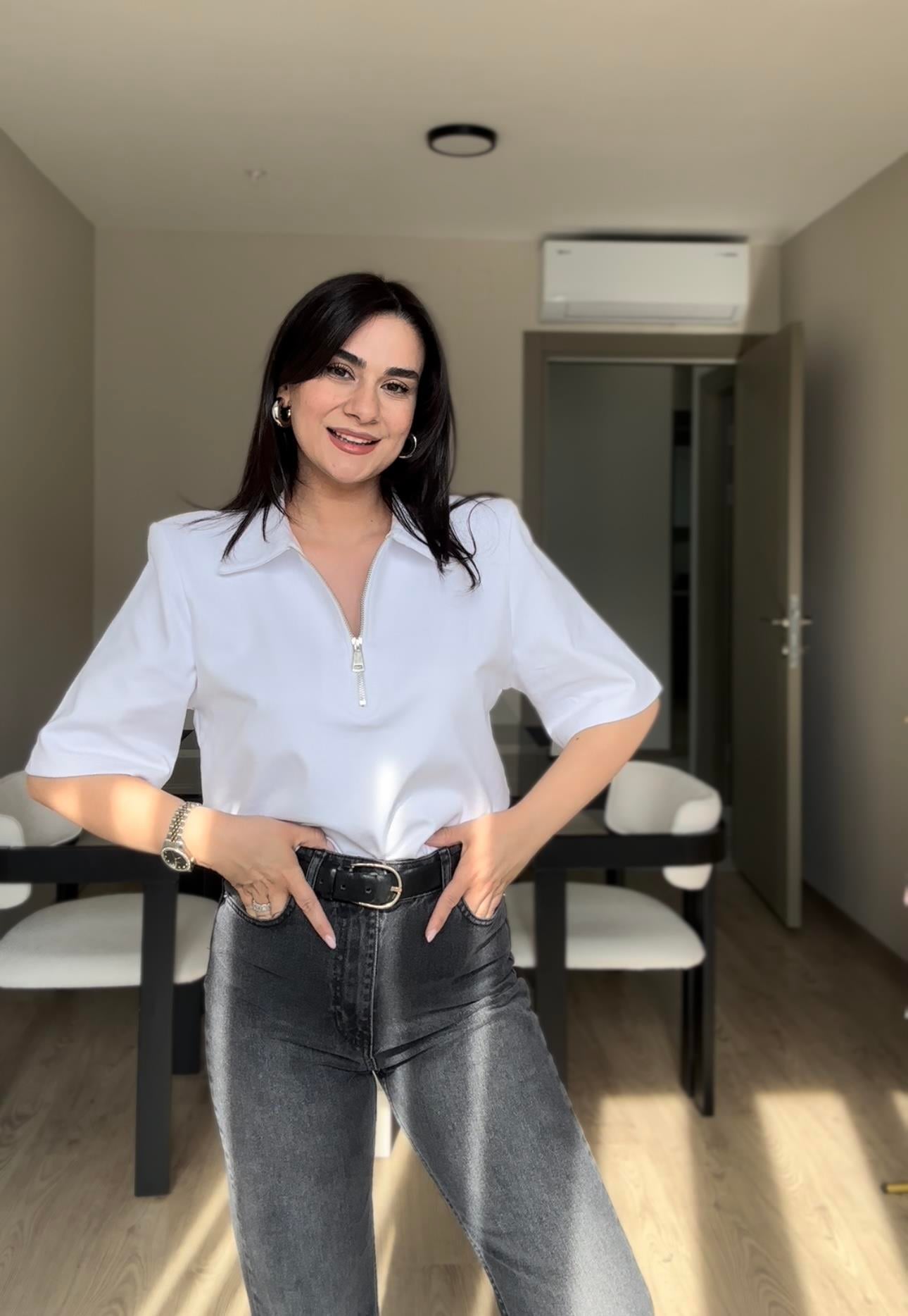 Polo Yala Vatkalı T-shirt Beyaz 