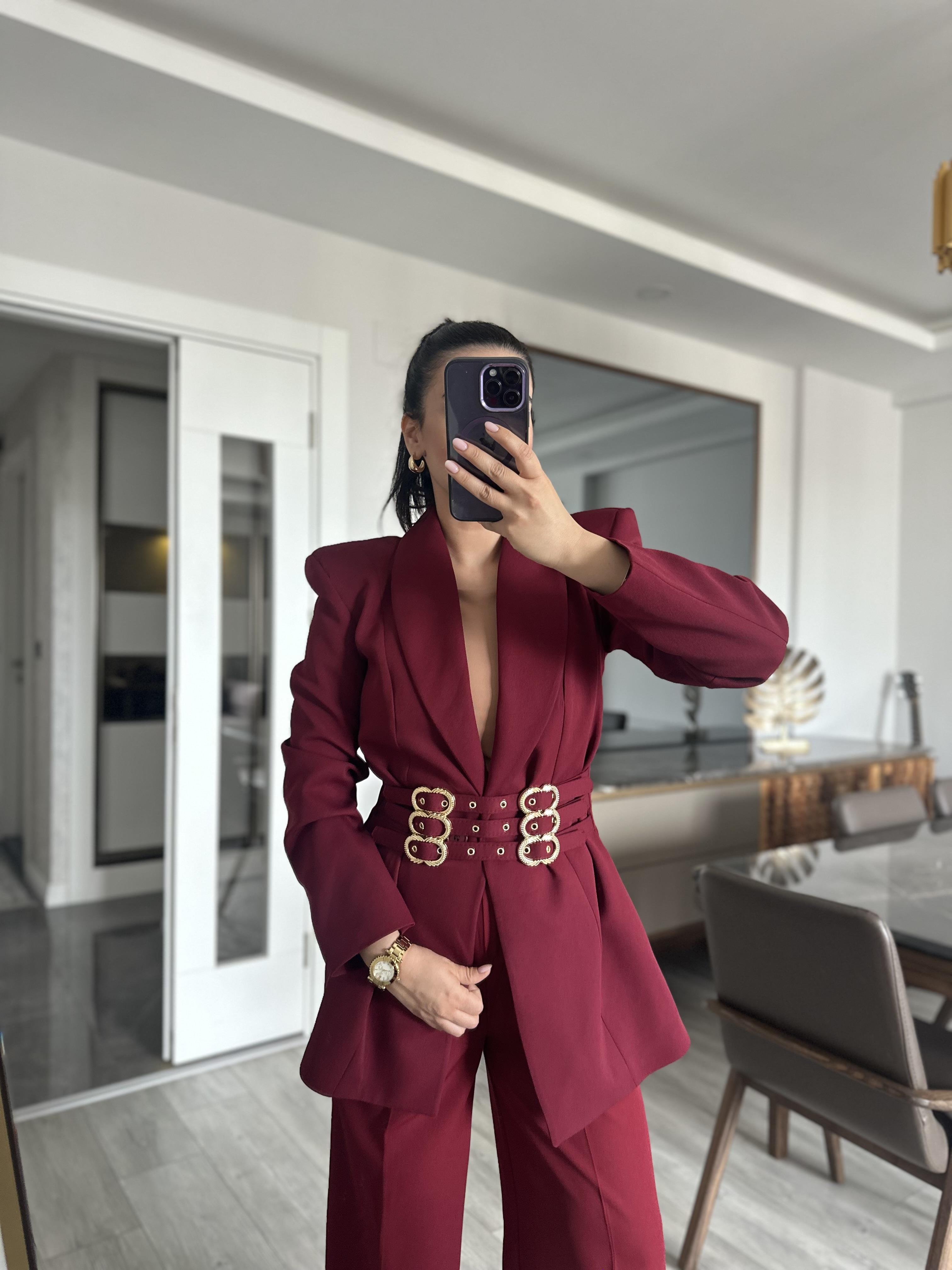 Tasarım Ceket Bordo 