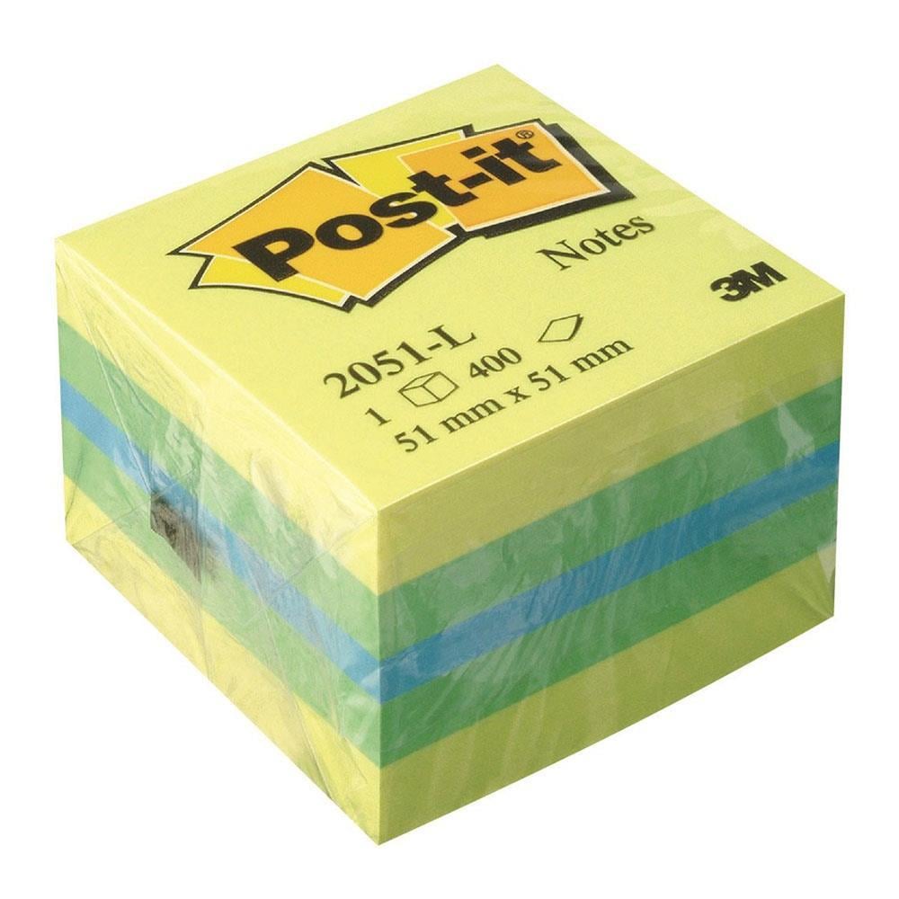 3M Post-It 2051L Yapışkanlı Not Kağıdı 51 x 51 mm 400 Yaprak - Karışık Renkler