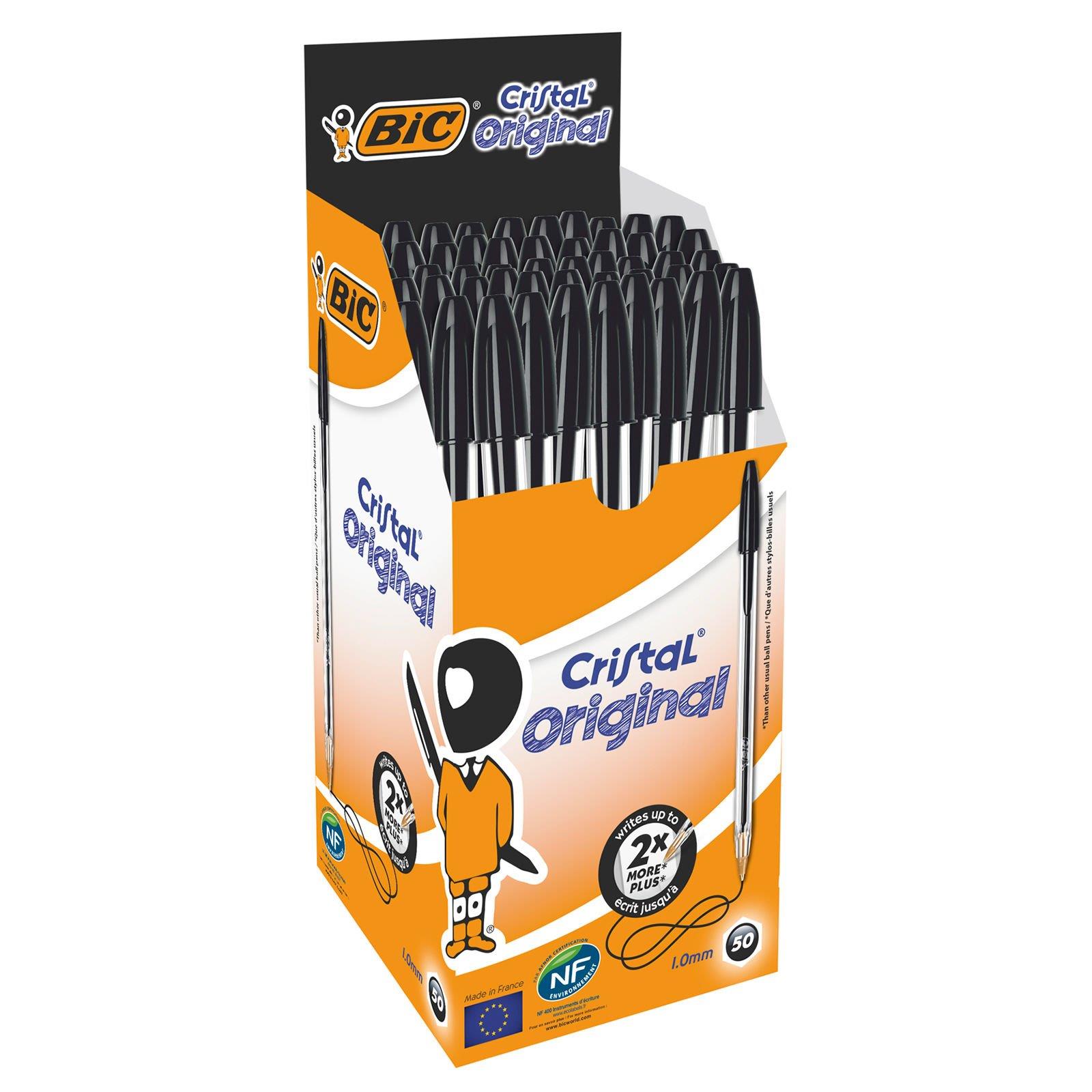 Bic Cristal Medium Tükenmez Kalem, 50'li Kutu, Siyah