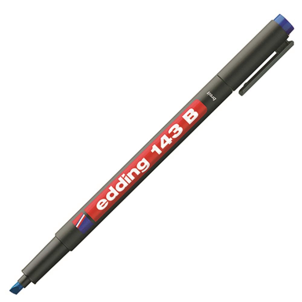 Edding 143B Permanent Asetat Kalemi B Uç - Mavi