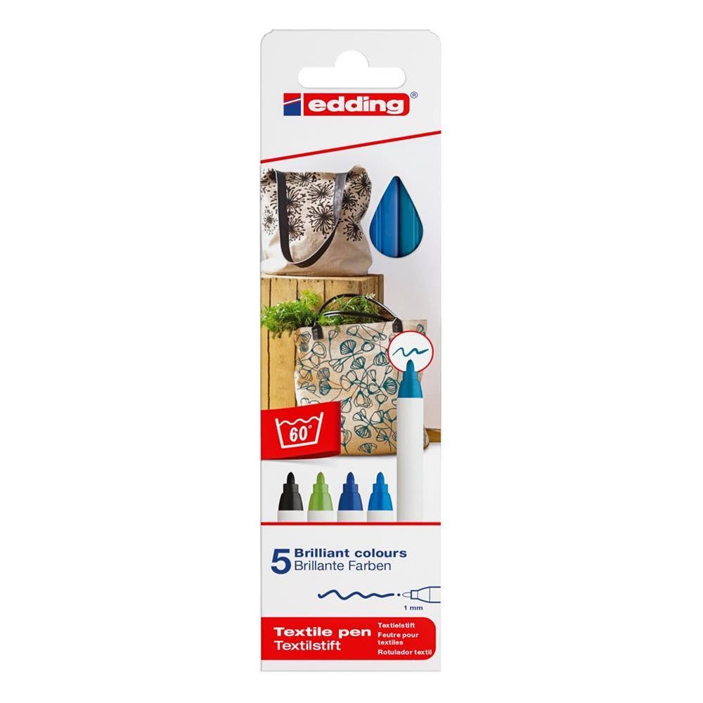 Edding E-4600 Kumaş Boyama Kalemi 5 Adet - Karışık Soğuk Renkler