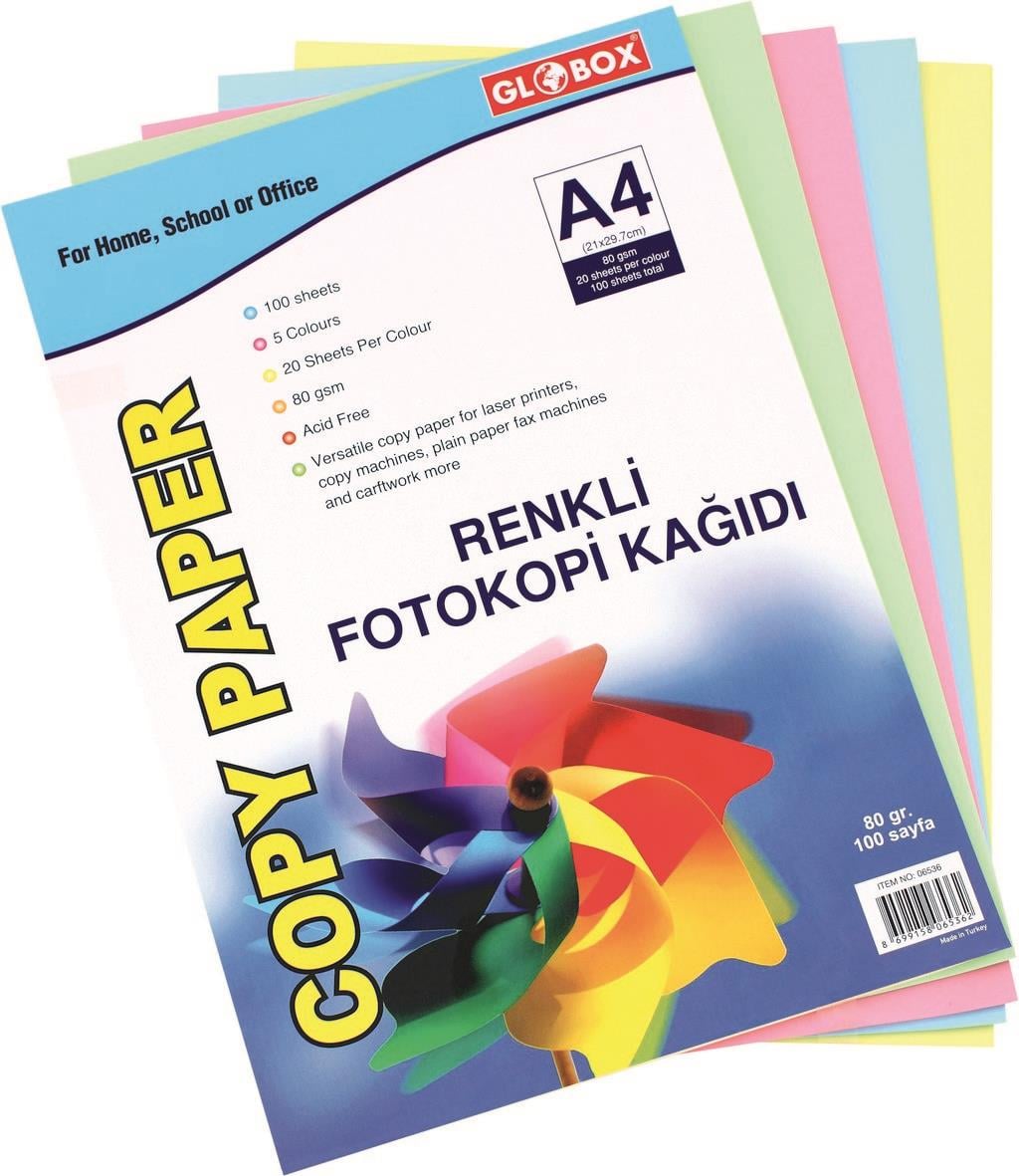 GLOBOX RENKLİ FOTOKOPİ KAĞIDI 100'LÜ