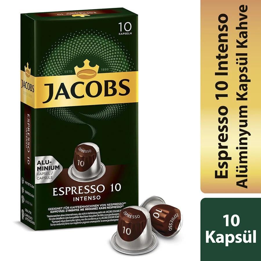 Jacobs Espresso 10 Intenso Kapsül Kahve 10'lu (Nespresso Uyumlu)