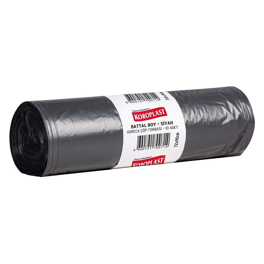 Koroplast Horeca Çöp Poşeti Battal Boy 72 x 95 cm 10 Adet - Siyah