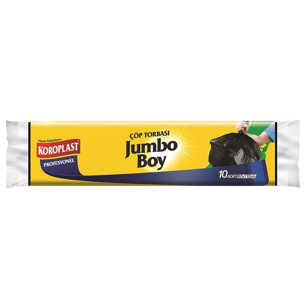 Koroplast Profesyonel Çöp Poşeti Jumbo Boy 80 x 110 cm 10 Adet - Siyah