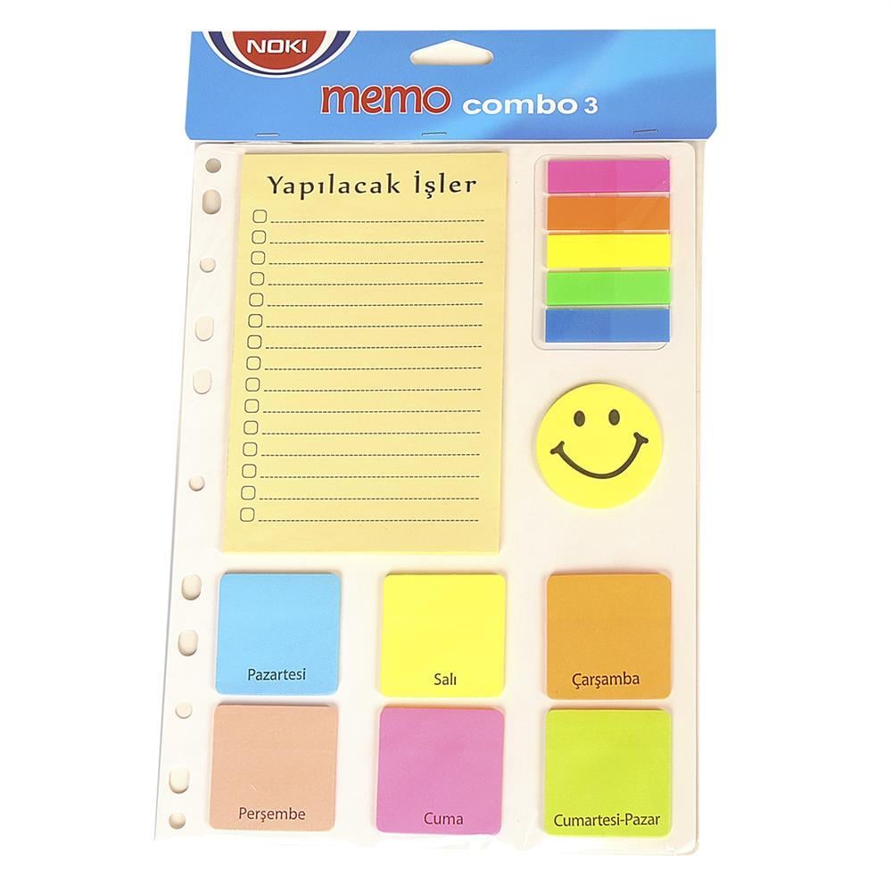 Noki Memo 12703 Yapışkanlı Not Kağıdı Combo Set 3 - Karışık Renk