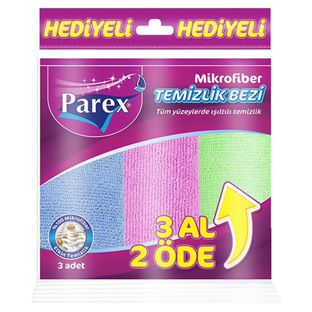 Parex Mikrofiber Temizlik Bezi 32 x 32 cm 3 Al 2 Öde - Karışık Renkler