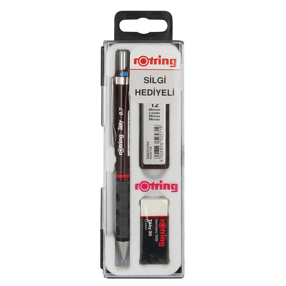 Rotring Tikky RD Versatil Kalem 0.7 mm Uç ve Silgi Hediyeli - Bordo
