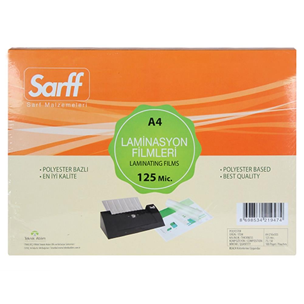 Sarff Laminasyon Filmi 125 Mikron A4 100 Adet