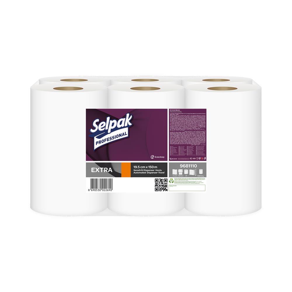 Selpak Professional Extra Hareketli Kağıt Havlu Çift Katlı 19.5 cm x 150 m - 6 Adet