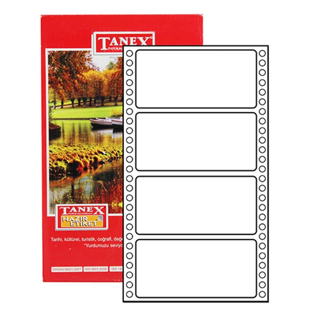 Tanex TN-0026 Yazıcı Etiketi Sürekli Form 48 x 100 mm 804 Adet - Beyaz
