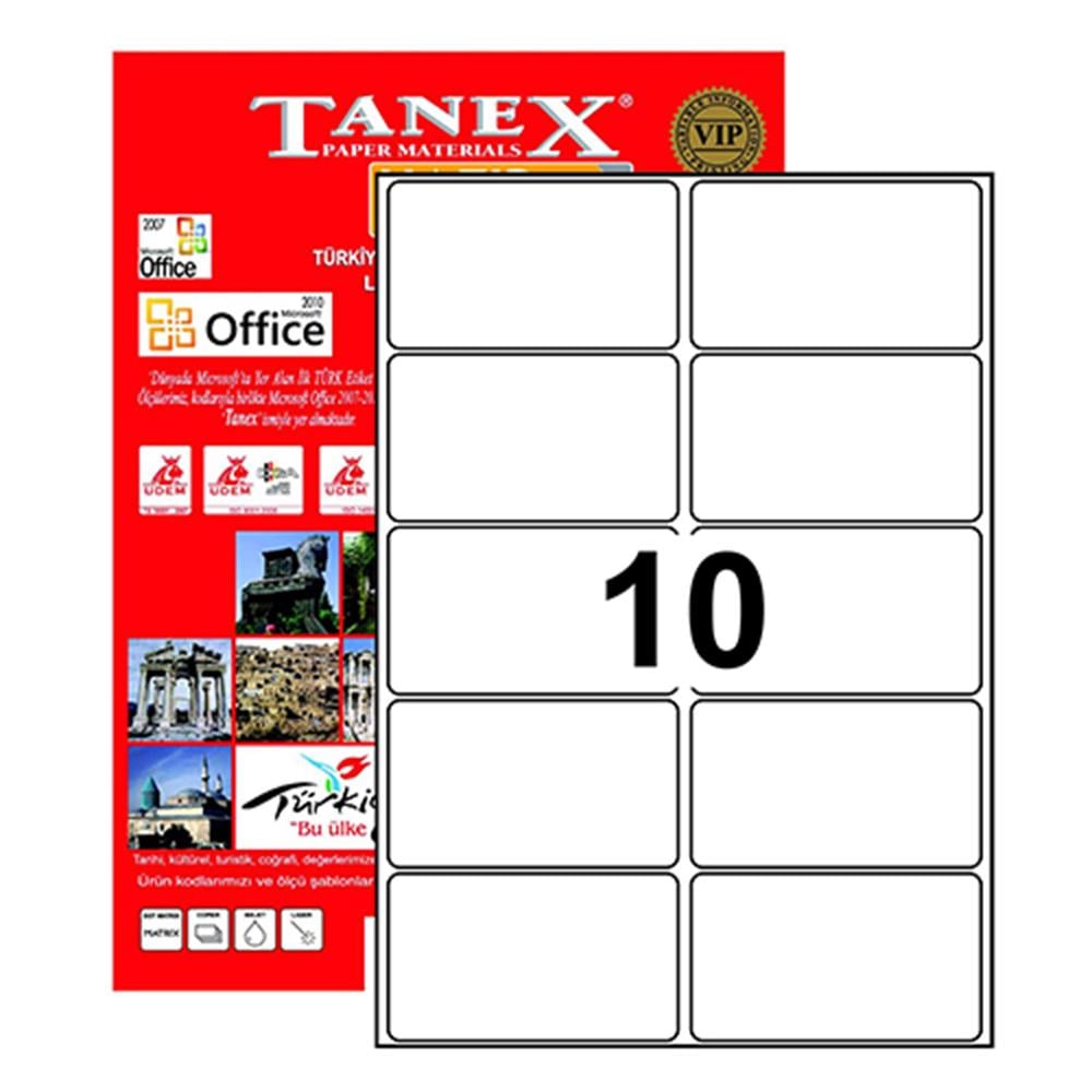 Tanex TW-2010 Yazıcı Etiketi 99 x 57 mm 1.000 Adet - Beyaz