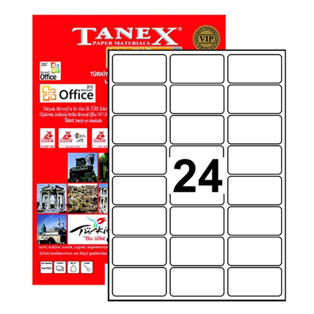 Tanex TW-2024 Yazıcı Etiketi 64 x 34 mm 2.400 Adet - Beyaz