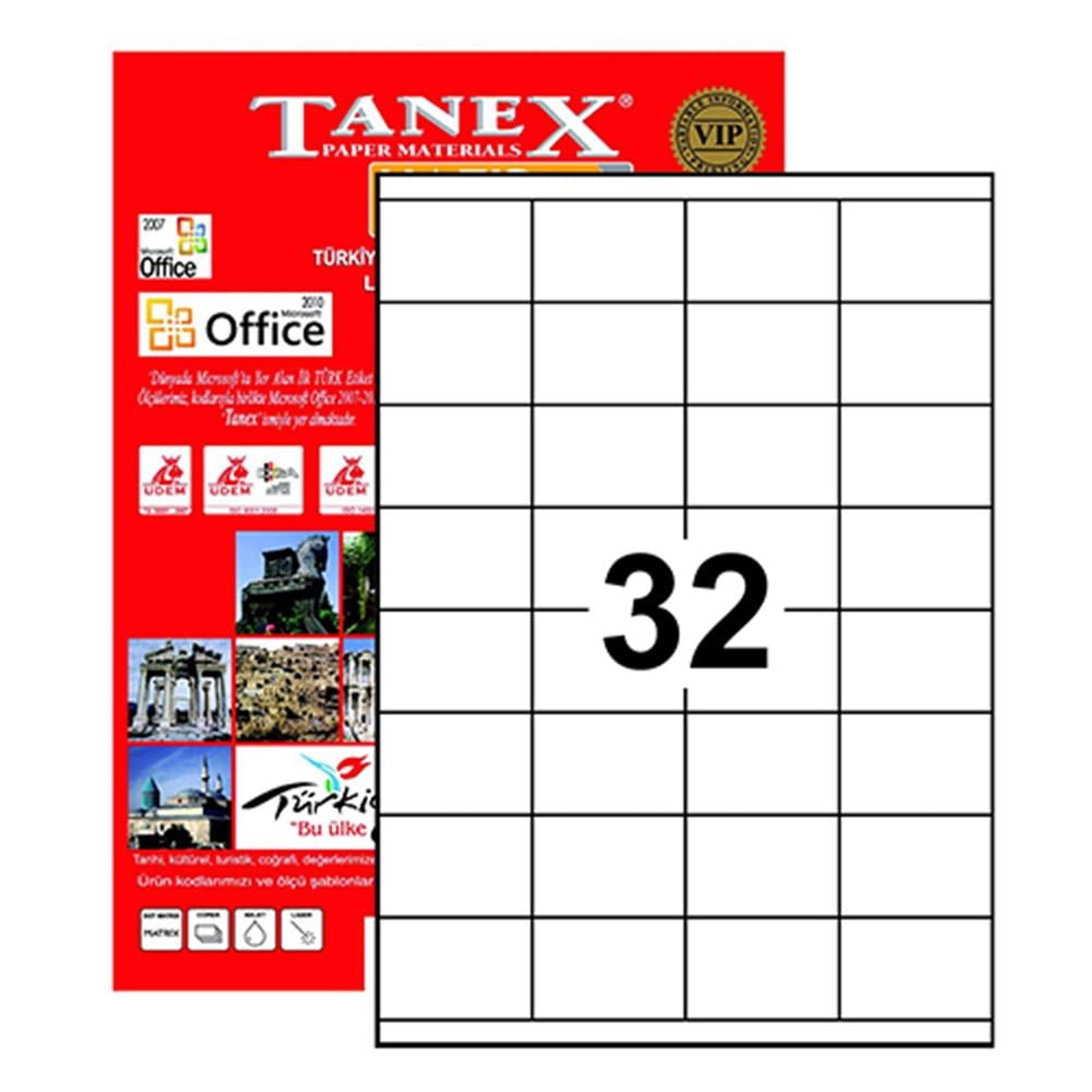 Tanex TW-2032 Yazıcı Etiketi 52.5 x 35 mm 3.200 Adet - Beyaz