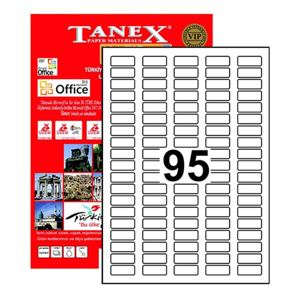 Tanex TW-2095 Yazıcı Etiketi 30 x 12 mm 9.500 Adet - Beyaz