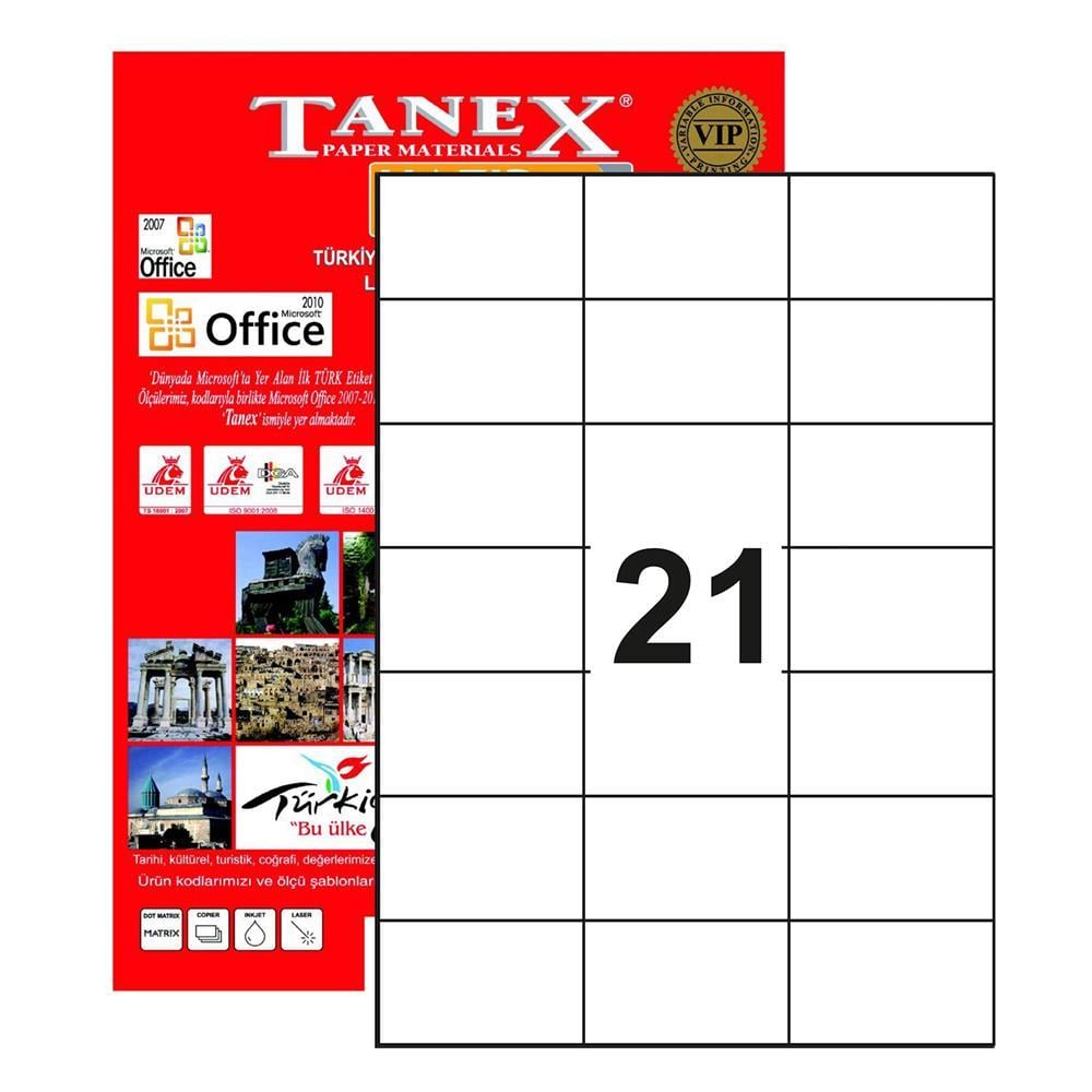 Tanex TW-2124 Yazıcı Etiketi 70 x 42.4 mm 2.100 Adet - Beyaz