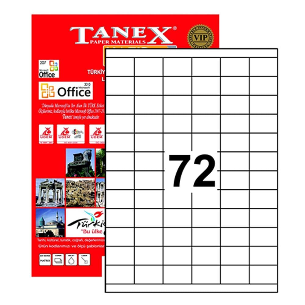 Tanex TW-2172 Yazıcı Etiketi 35 x 23 mm 7.200 Adet - Beyaz