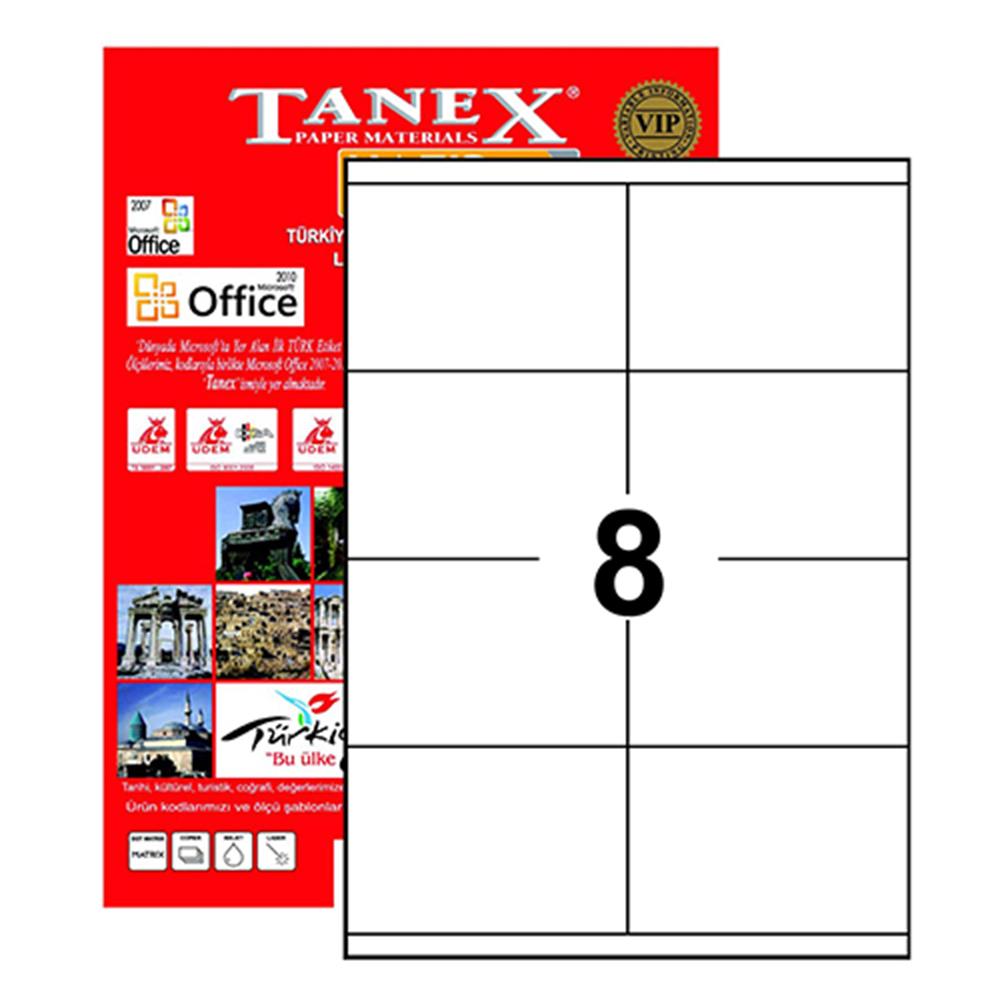 Tanex TW-2208 Yazıcı Etiketi 105 x 70 mm 800 Adet - Beyaz