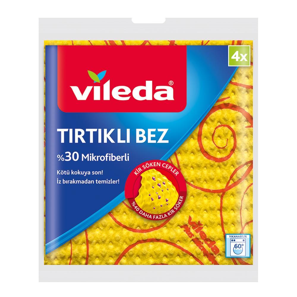 Vileda Tırtıklı Mikrofiber Temizlik Bezi 33 x 35 cm 4 Adet – Sarı