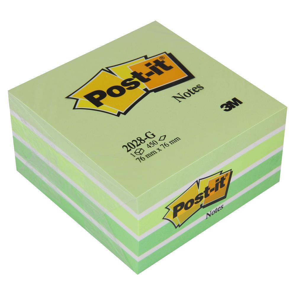 3M Post-It 2028G Yapışkanlı Not Kağıdı 76 x 76 mm 450 Yaprak - Yeşil Tonlar