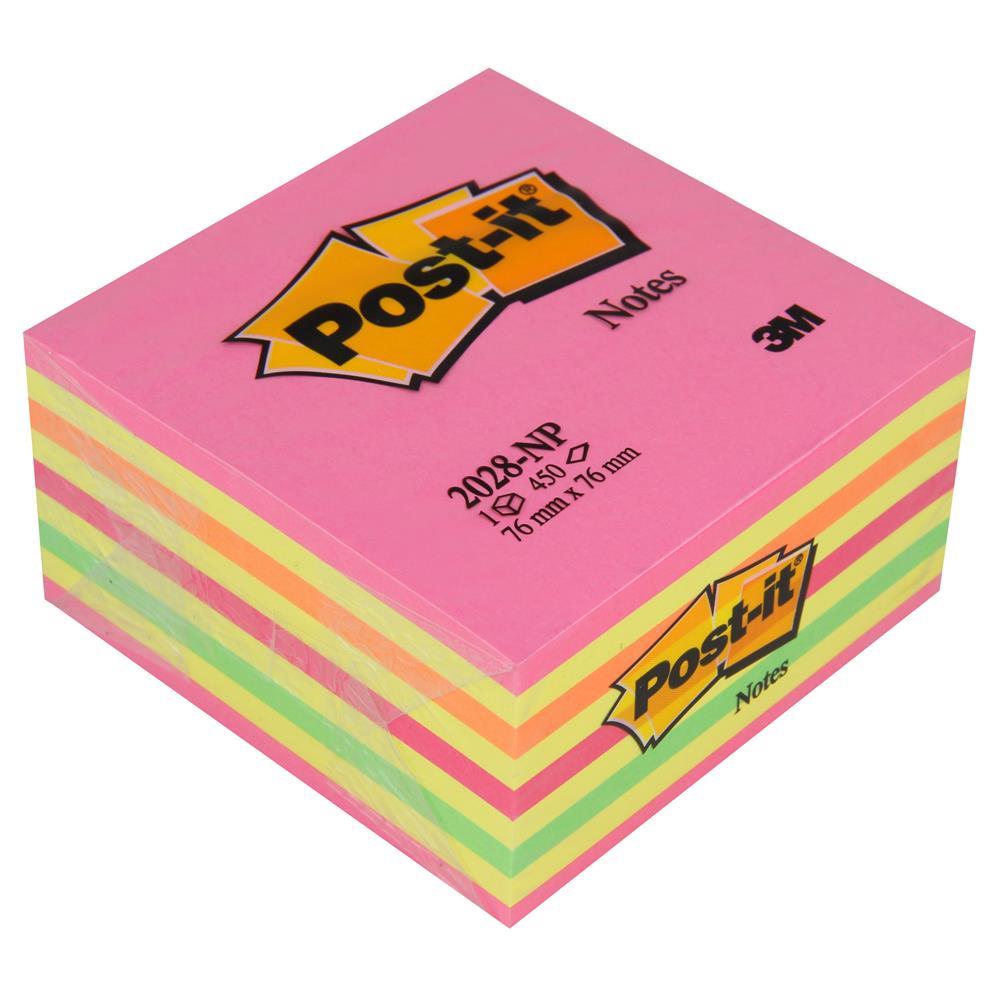 3M Post-It 2028NP Yapışkanlı Not Kağıdı 76 x 76 mm 450 Yaprak - Karışık Renk