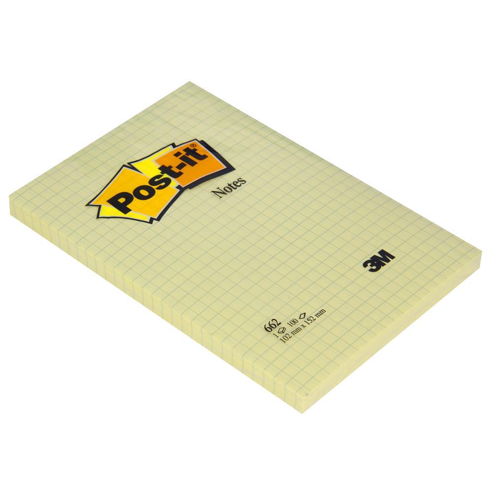 3M Post-It 662 Yapışkanlı Not Kağıdı 102 x 152 mm 100 Yaprak - Kanarya Sarısı