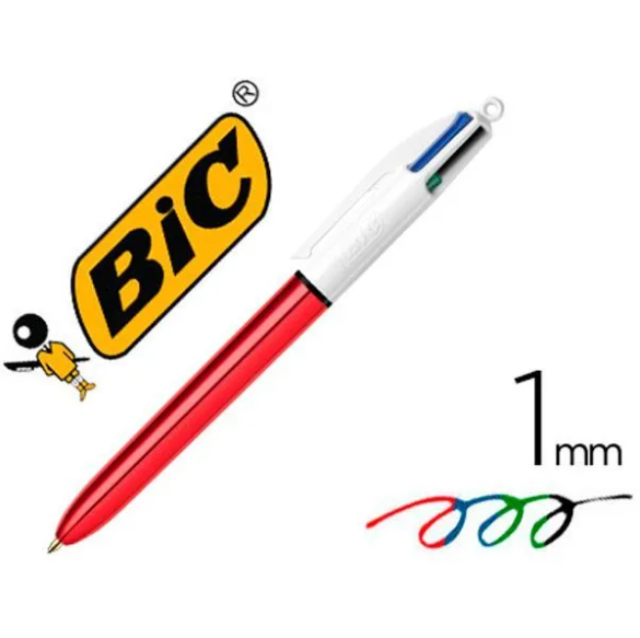 Bic Tükenmez Kalem 4 Colours Shıne Kırmızı Gövde 12 li