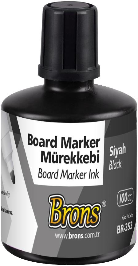 BRONS BOARD MARKER MÜREKKEBİ SİYAH 100 CC
