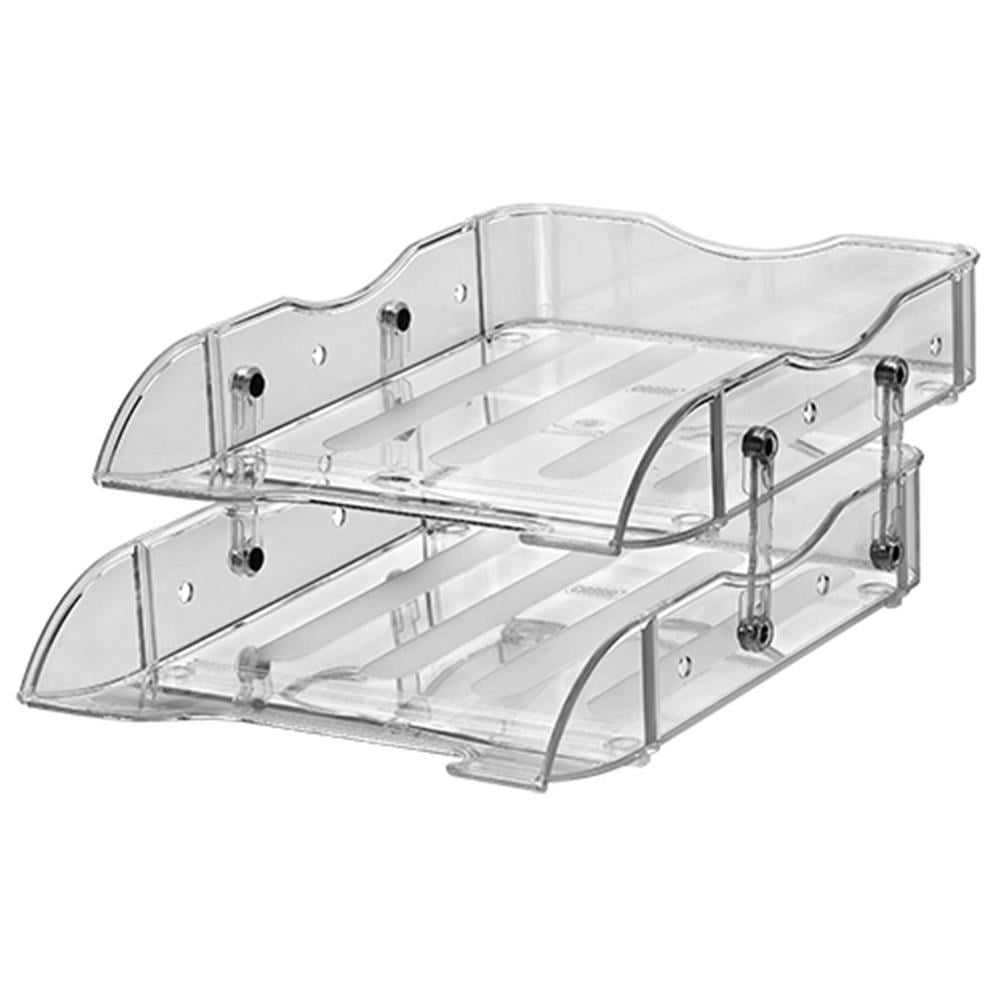 Cassa 8806 Evrak Rafı Plastik Hareketli 2 Bölmeli - Şeffaf