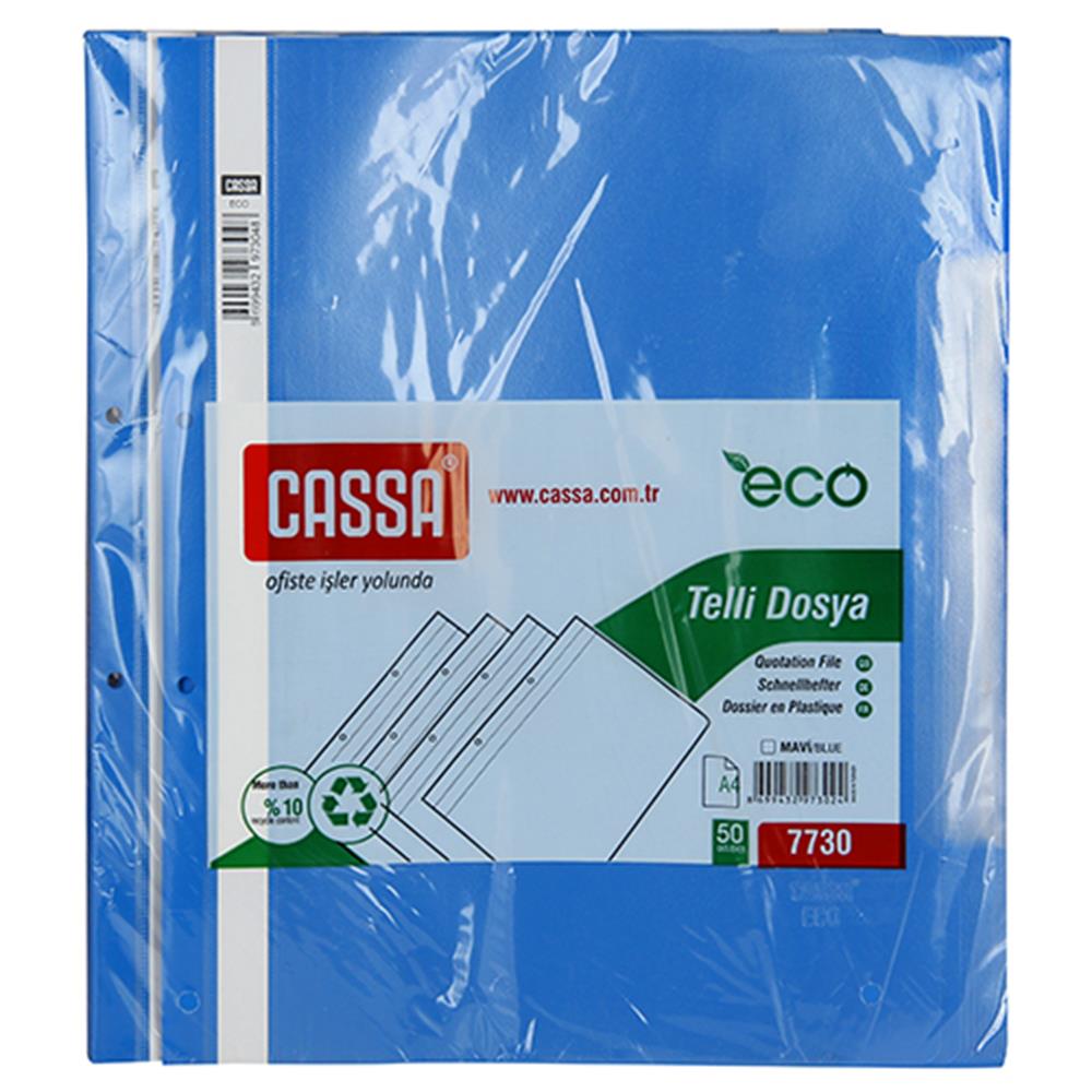 Cassa Eco 7730 Telli Dosya Plastik 50 Adet - Mavi