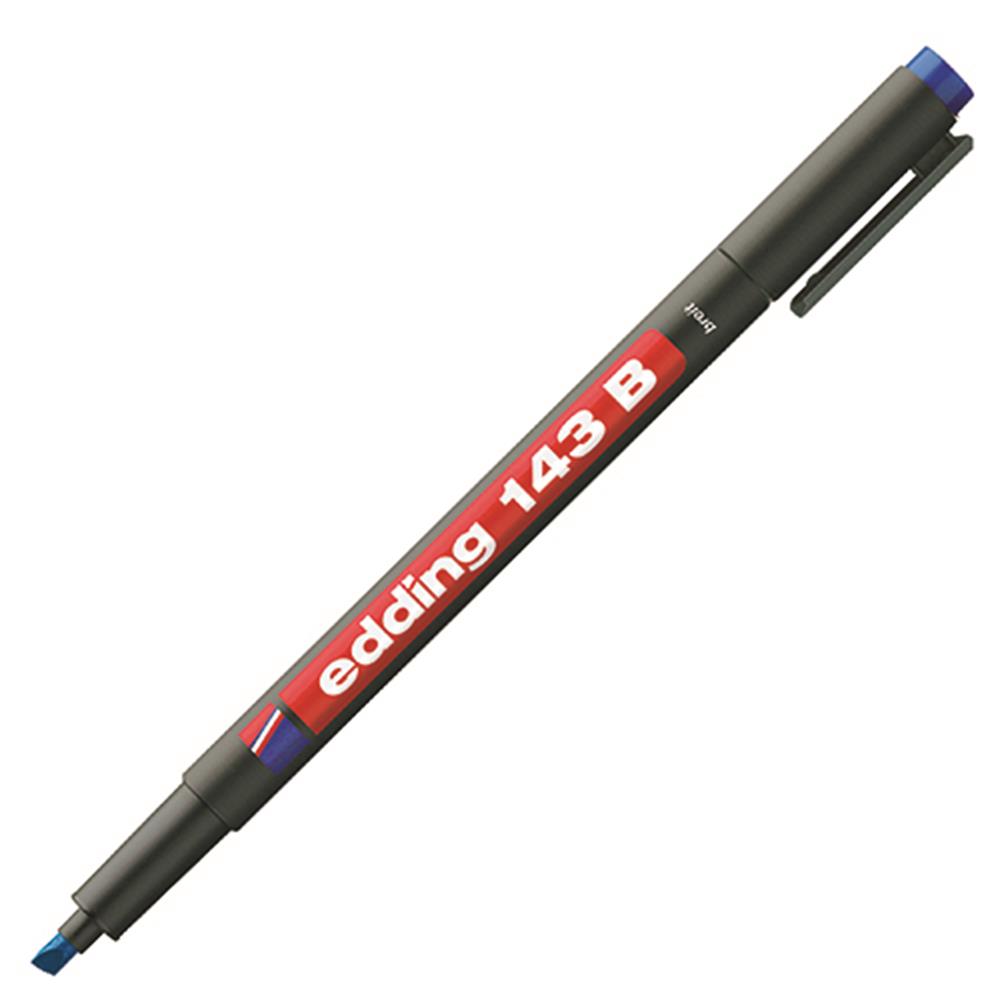 Edding 143B Permanent Asetat Kalemi B Uç - Mavi