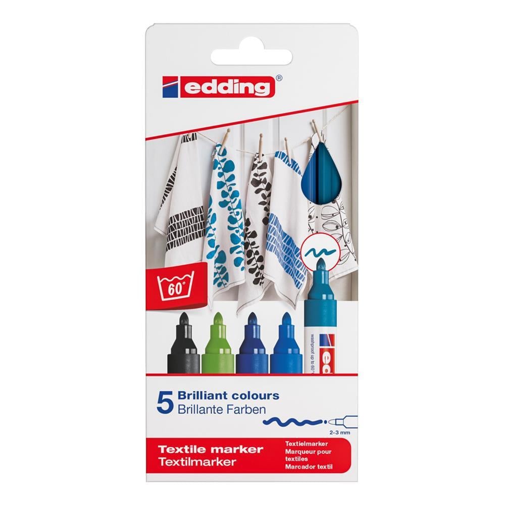 Edding E-4500 Kumaş Boyama Kalemi Cool 5 Adet- Karışık Renk