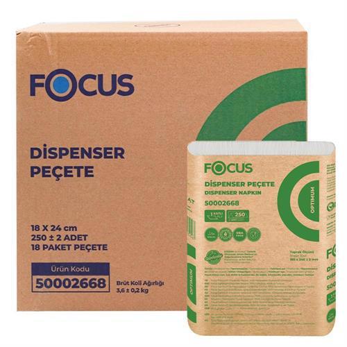 Focus Optimum Masa Üstü Dispenser Peçete 18 x 24 cm 250 Yaprak - 18 Adet
