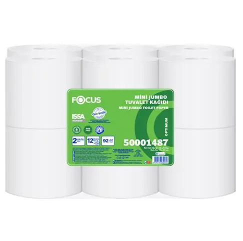 Focus Optimum Mini Jumbo İçten Çekmeli Tuvalet Kağıdı Çift Katlı 263 Yaprak 92 m - 12 Adet