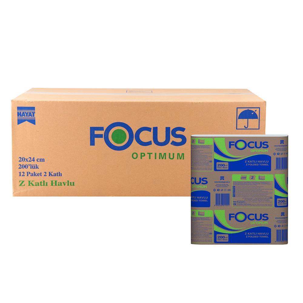 Focus Optimum Z Katlama Kağıt Havlu Çift Katlı 20 x 24 cm 200 Yaprak - 12 Adet