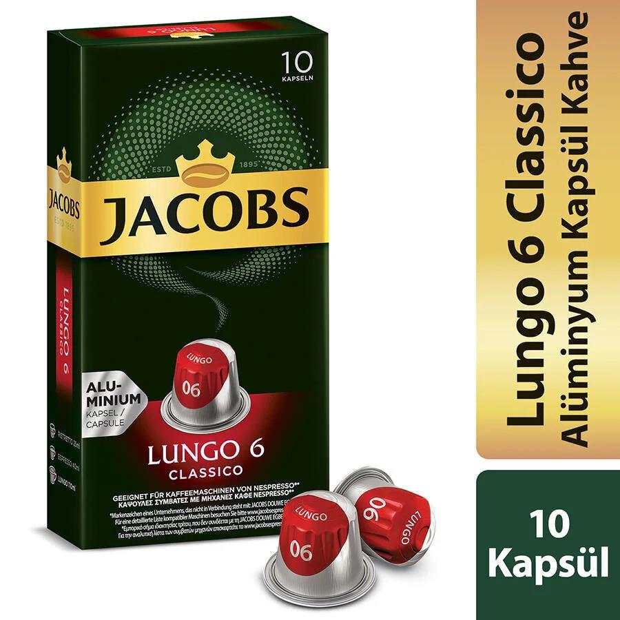 Jacobs Lungo 6 Classico Kapsül Kahve 10'lu (Nespresso Uyumlu)