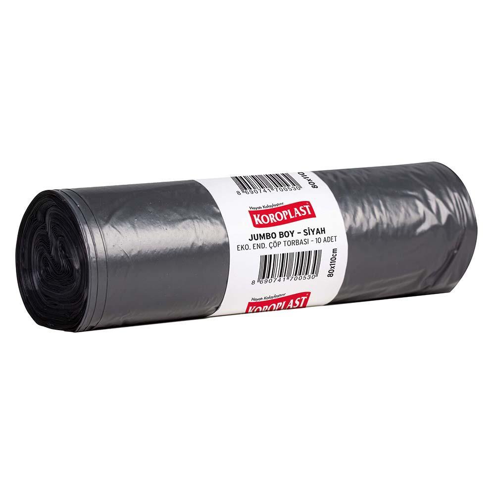 Koroplast Eko Endüstriyel Çöp Poşeti Jumbo Boy 80 x 110 cm 10 Adet - Siyah