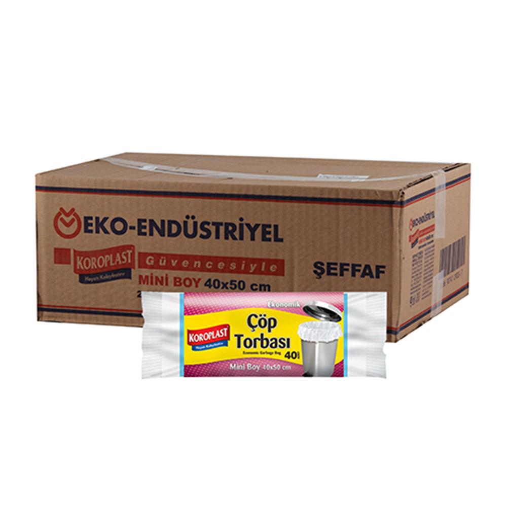 Koroplast Eko Endüstriyel Çöp Poşeti Mini Boy 40 x 50 cm 40 Adet x 50 Rulo - Şeffaf