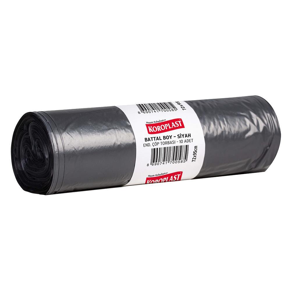 Koroplast Endüstriyel Çöp Poşeti Battal Boy 72 x 95 cm 10 Adet - Siyah