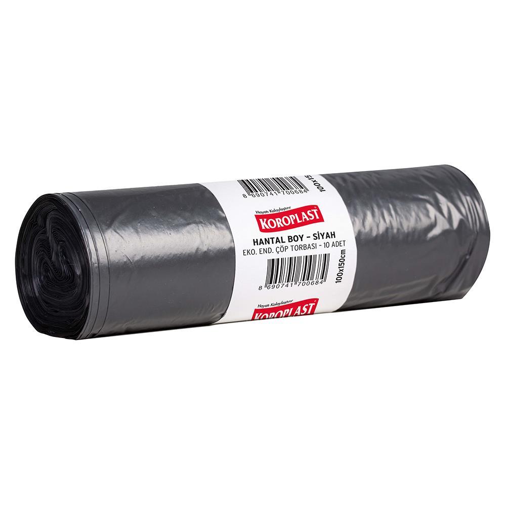 Koroplast Endüstriyel Çöp Poşeti Hantal Boy 100 x 150 cm 10 Adet - Siyah