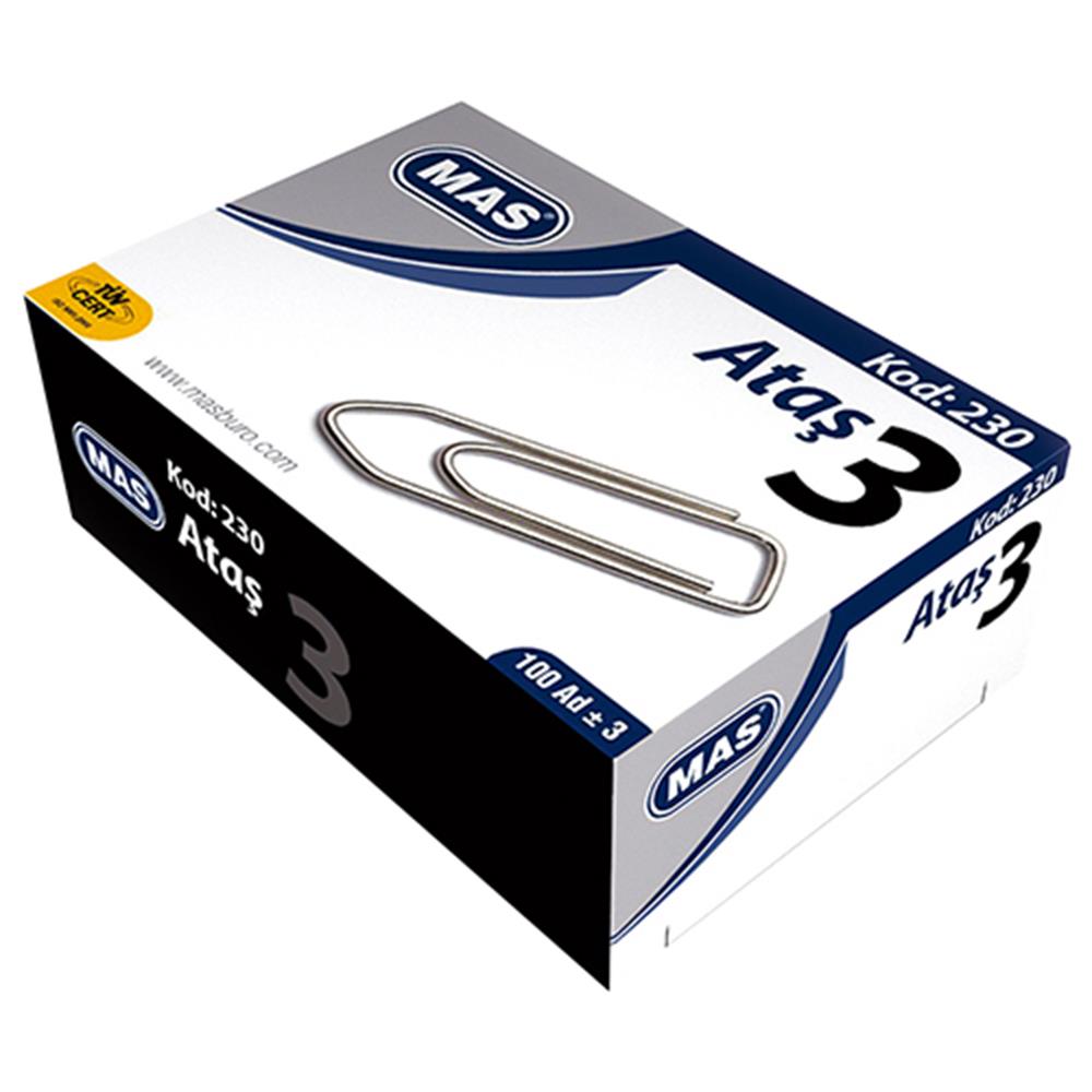 MAS 230 Ataş 28 mm No3 100 Adet - Metalik Gri