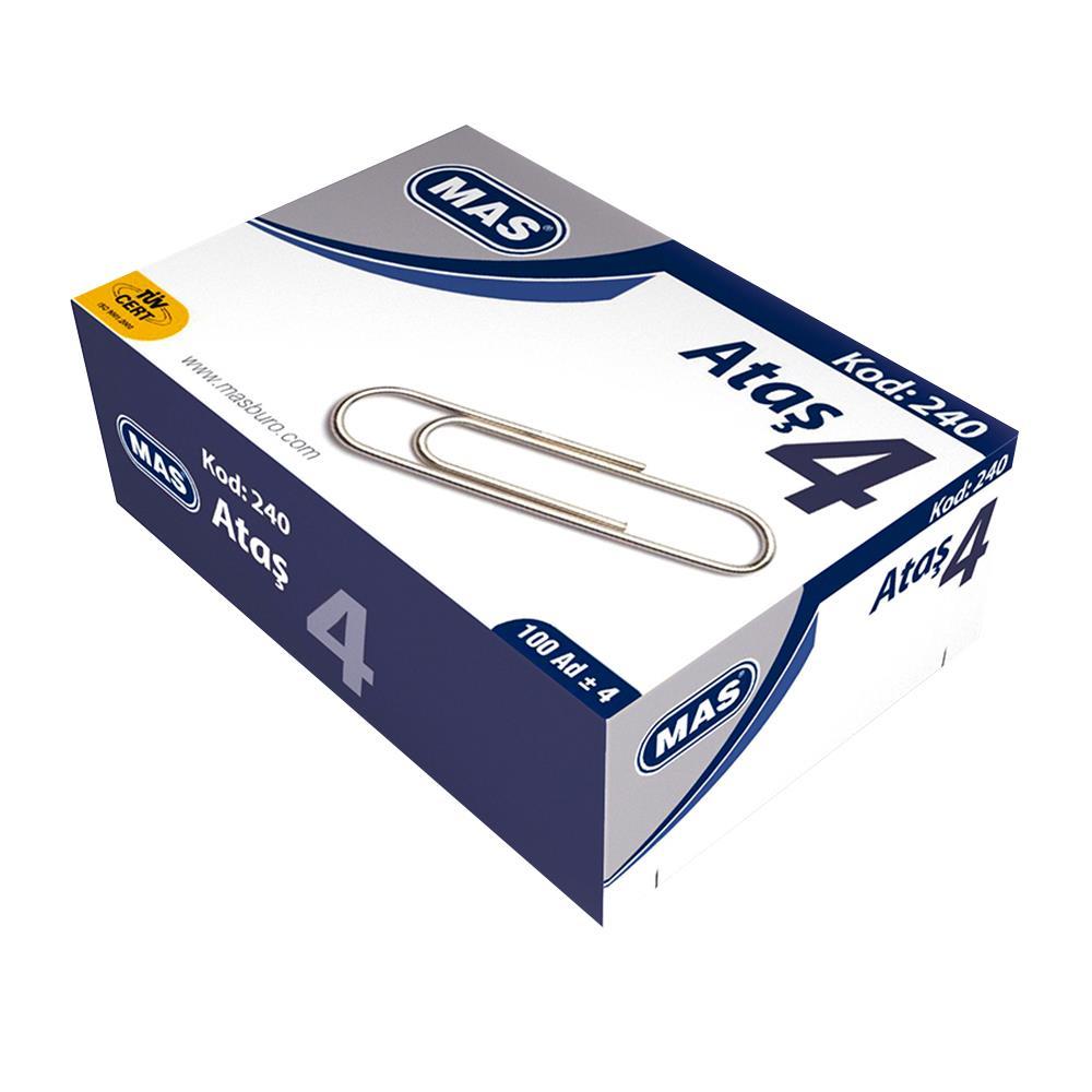 MAS 240 Ataş 32 mm No4 100 Adet - Metalik Gri