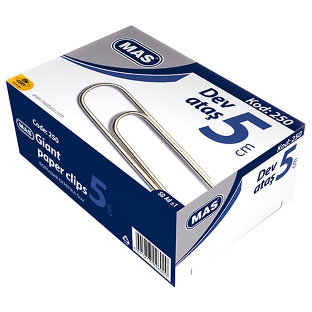 MAS 250 Dev Ataş 5 cm 50 Adet - Metalik Gri