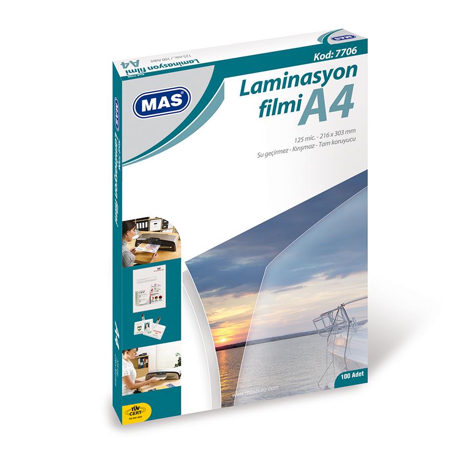 Mas Laminasyon Filmi A4 125 Mikron 100 Lü