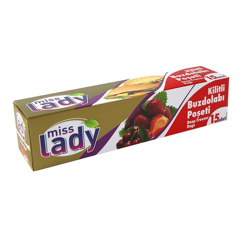 Miss Lady Buzdolabı Poşeti Orta Boy Kilitli 20 × 25 cm 15 Adet